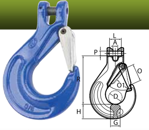 Grade 100, V10 Clevis Sling Hook w/ Latch