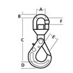 Swivel self locking chain hook sizes chart