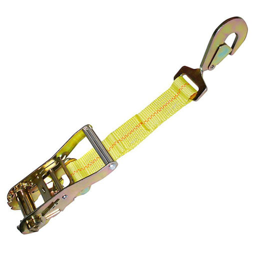 Ratchet strap with twisted snap hook. 