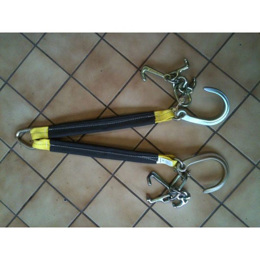 Nylon V-Bridle 2ft w/ 8" J and RTJ Bent Tow Dolly Axle Wrecker G70 Rollback