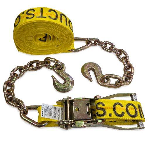 Picture of 2" x 27 FT Ratchet Strap Assembly w/ Chain and Grab Hook